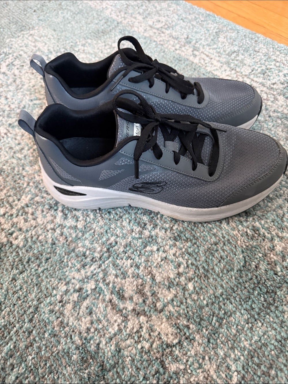 Skechers Men's Charcoal Gray and Black Athletic Lace-Up Sneakers
